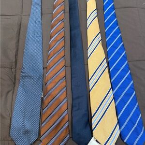 Elegant Men's Tie Set - Blue, Brown, Gold